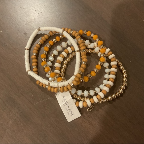 Park Lane Women's Beaded Bracelet Set - White, Orange, Gold - Picture 1 of 1